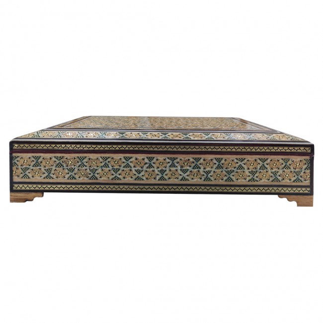 MARGOUN Handmade Khatamkari Inlaid Wooden Jewelry Box, Decorative Keepsake Box, Authentic Middle Eastern Marquetry Art, 22x14x6 cm