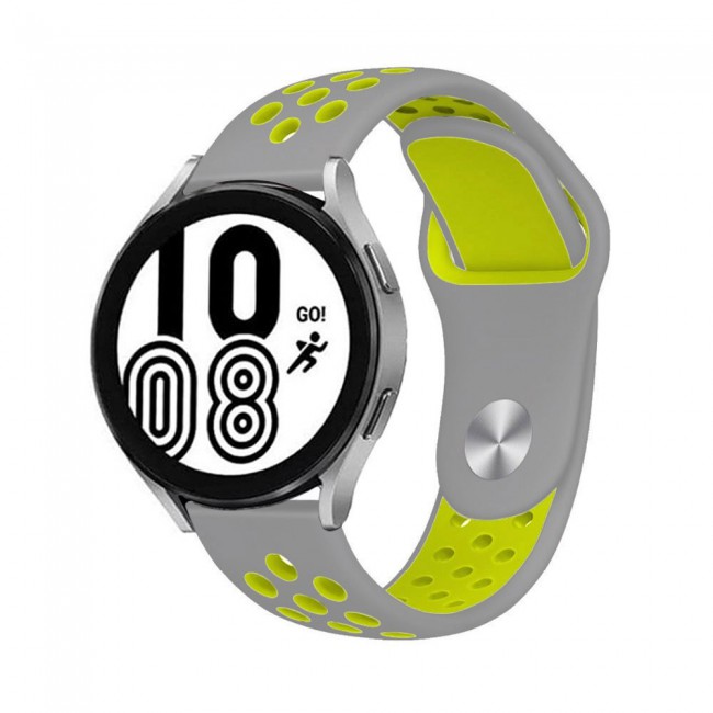 20mm Silicone Nike Design Band for Samsung Galaxy Watch 4 and 4 Classic 40-44mm 42-46mm Henlein Series by Margoun - Grey Green