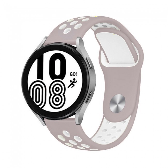 20mm Silicone Nike Design Band for Samsung Galaxy Watch 4 and 4 Classic 40-44mm 42-46mm Henlein Series by Margoun - Pink Sand White