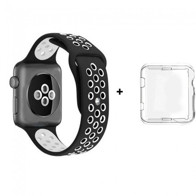 Margoun Nike Design Sports Silicone Apple Watch Band with a Protective TPU Case in 9 Colors – 38/40/42/44mm