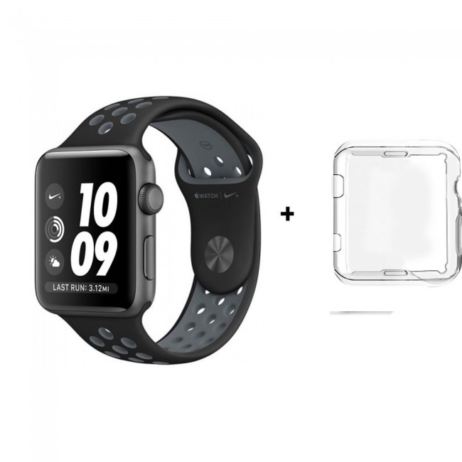 Margoun Nike Design Sports Silicone Apple Watch Band with a Protective TPU Case in 9 Colors – 38/40/42/44mm