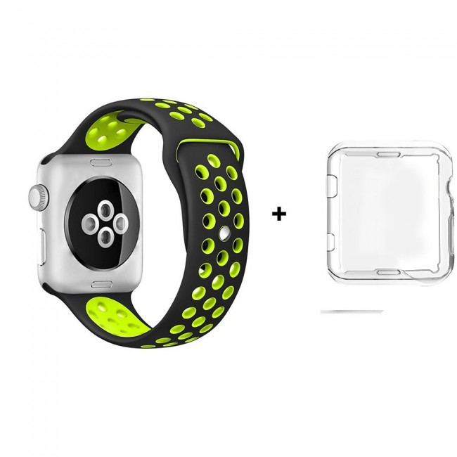 Margoun Nike Design Sports Silicone Apple Watch Band with a Protective TPU Case in 9 Colors – 38/40/42/44mm