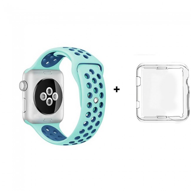 Margoun Nike Design Sports Silicone Apple Watch Band with a Protective TPU Case in 9 Colors – 38/40/42/44mm