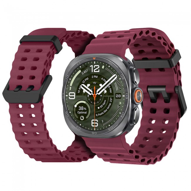 MARGOUN Silicone Sport Band Compatible with Samsung Galaxy Watch Ultra 2 (2026), No Gap Breathable Waterproof Replacement Strap for Men and Women - Burgundy