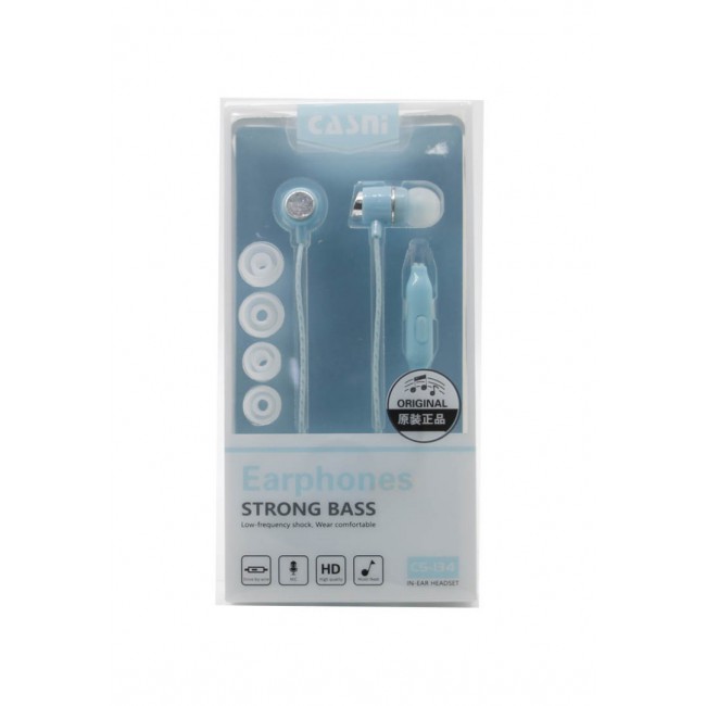 Casni CS-134 Bass Wired In-Ear Headset with Mic (DSP) - Blue