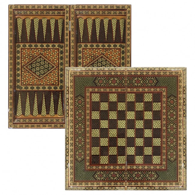 MARGOUN Handmade Chess Board and Backgammon Decorative Chess Gift Wooden Backgammon Set Khatam Chess /Red