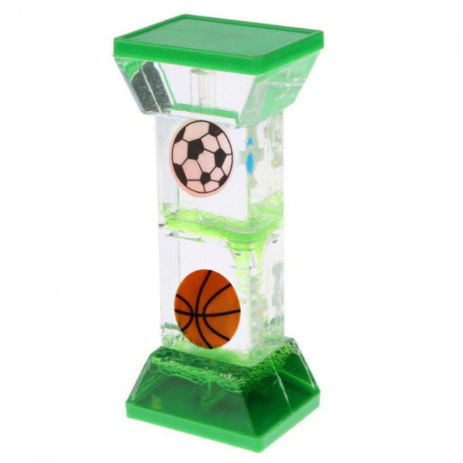 Creative Floating Liquid Oil Acrylic Hourglass Timer Home Decoration Soccer Ball/Basketball Design - Green