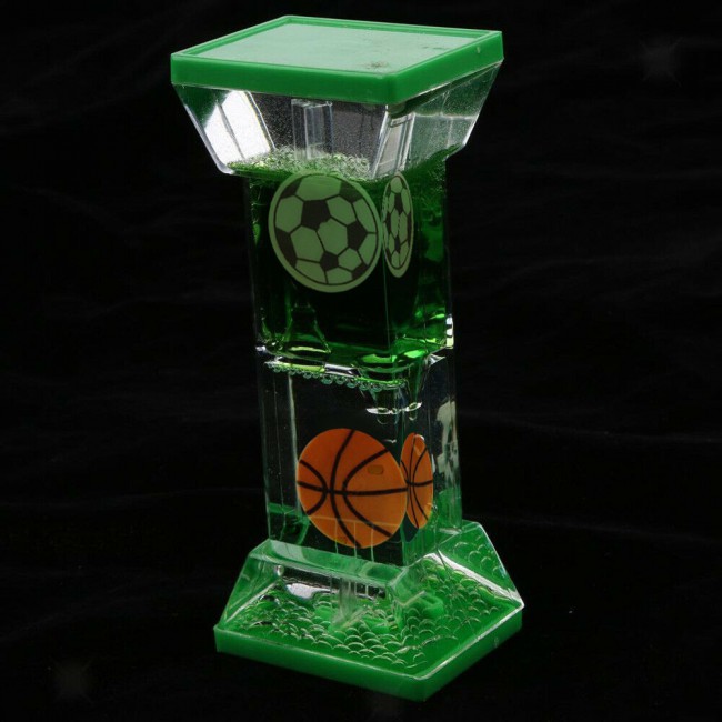 Creative Floating Liquid Oil Acrylic Hourglass Timer Home Decoration Soccer Ball/Basketball Design - Green