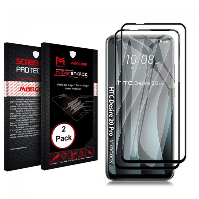 HTC Desire 20 Pro Tempered Glass 3D 2Pack Super Shieldz by Margoun - Side Black