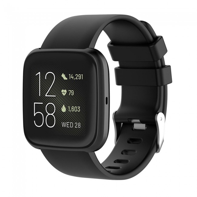 Fitbit Versa - Versa 2 and Versa Lite Watch Sport Silicone Band Henlein Series by Margoun - Black
