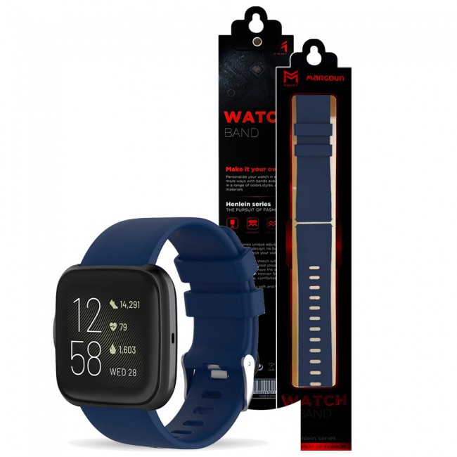 Fitbit Versa - Versa 2 and Versa Lite Watch Sport Silicone Band Henlein Series by Margoun - Blue