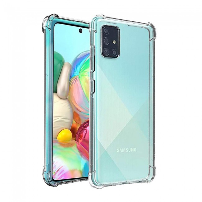 Galaxy A71 TPU Gorilla Clear Case Cover with 3D Tempered Screen Protector