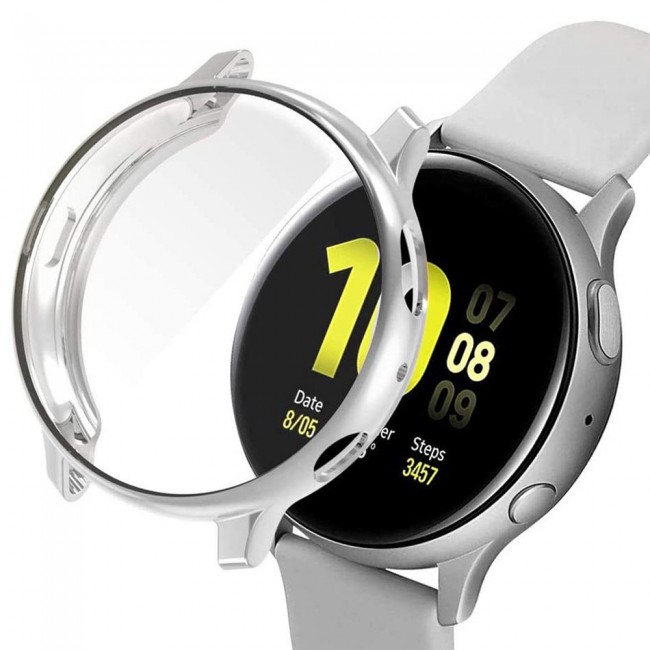 2Pack Galaxy Watch Active and Active 2 Soft Silicone Band 20mm with Silver TPU Case Cover 40mm - All Colors
