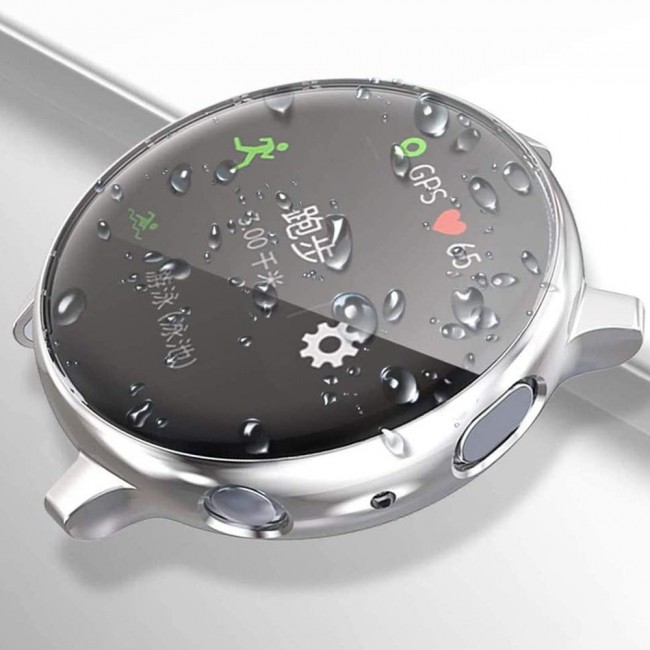 2Pack Galaxy Watch Active and Active 2 Soft Silicone Band 20mm with Silver TPU Case Cover 40mm - All Colors