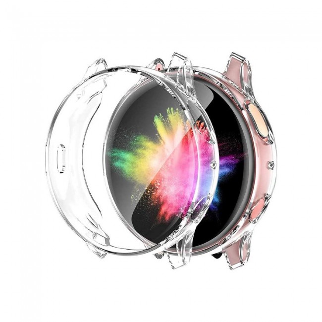 2Pack Galaxy Watch Active and Active 2 Soft Silicone Band 20mm with Clear TPU Case Cover 40mm - All Colors