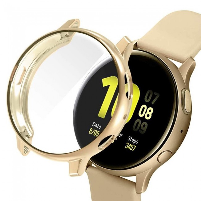 2Pack Galaxy Watch Active and Active 2 Soft Silicone Band 20mm with Gold TPU Case Cover 40mm - All Colors
