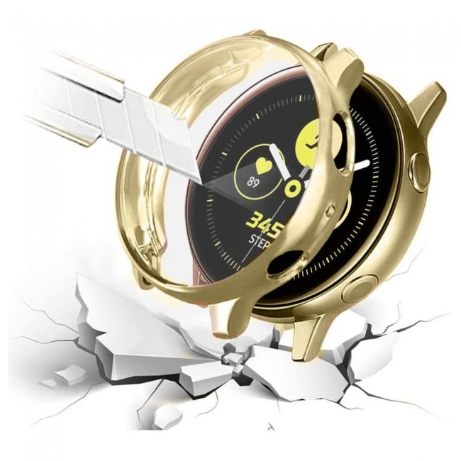 2Pack Galaxy Watch Active and Active 2 Soft Silicone Band 20mm with Gold TPU Case Cover 40mm - All Colors