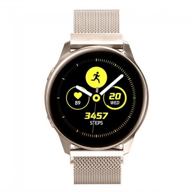 Samsung Galaxy Watch Active and Active 2 40-44mm Milanese Band 20mm Henlein Series by Margoun - Light Gold