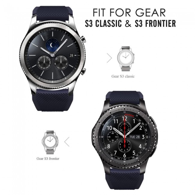 Margoun Textured Silicone Band 22mm for Samsung Gear S3 Frontier and Classic - Midnight Blue