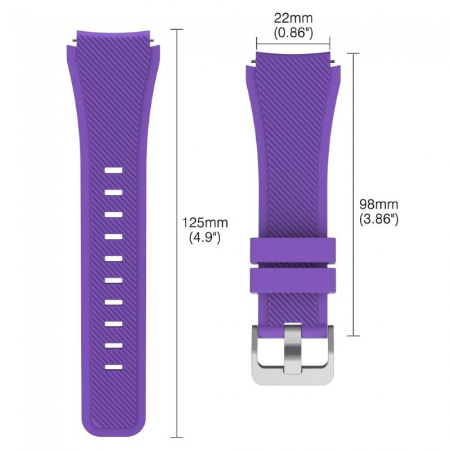 Margoun Textured Silicone Replacement Band 22mm for Samsung Gear S3 Frontier and S3 Classic - Purple