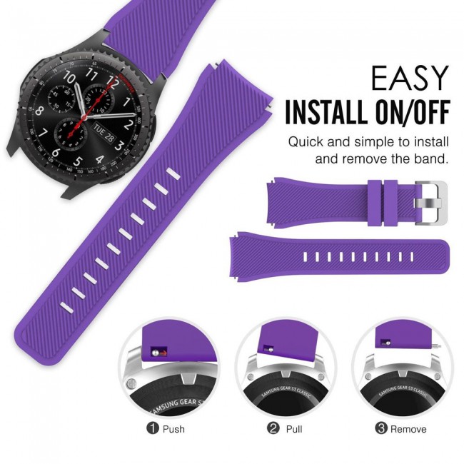 Margoun Textured Silicone Replacement Band 22mm for Samsung Gear S3 Frontier and S3 Classic - Purple