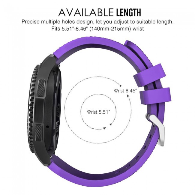 Margoun Textured Silicone Replacement Band 22mm for Samsung Gear S3 Frontier and S3 Classic - Purple