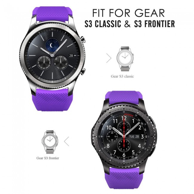 Margoun Textured Silicone Replacement Band 22mm for Samsung Gear S3 Frontier and S3 Classic - Purple