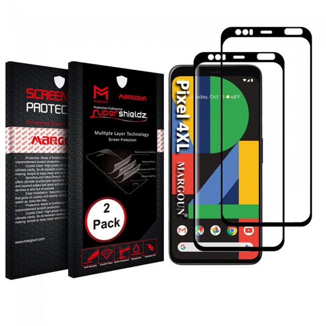 Google Pixel 4 XL Tempered 3D Glass 2-Pack Super Shieldz Margoun - Black Frame