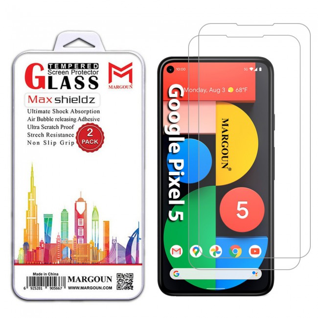Google Pixel 5 Tempered Screen Protector Max Shieldz by Margoun - Clear