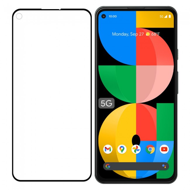 Google Pixel 5a 5G Tempered 3D Screen Protector Grand Shieldz Margoun - Black Frame