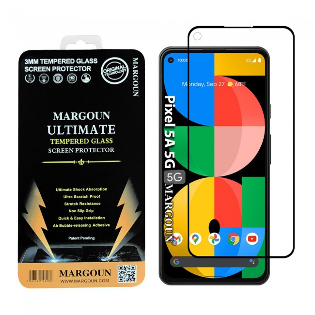 Google Pixel 5a 5G Tempered 3D Screen Protector Ultimate Margoun - Black Frame