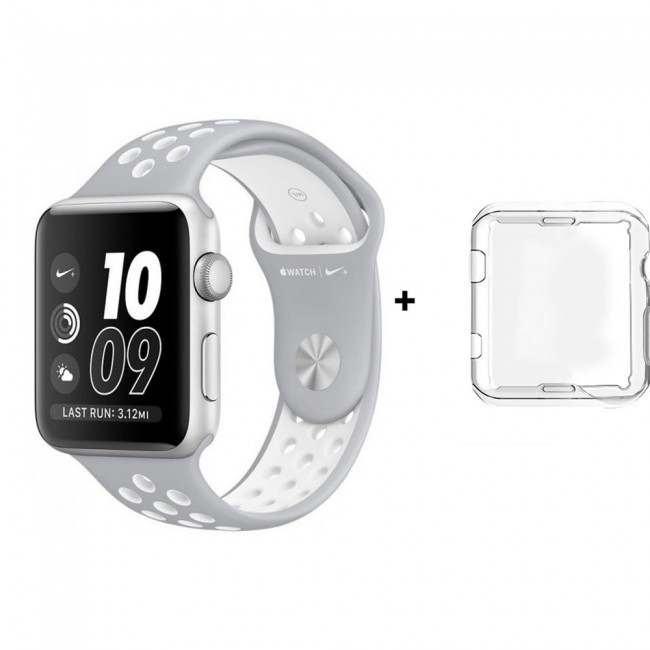 Margoun Nike Design Sports Silicone Apple Watch Band with a Protective TPU Case in 9 Colors – 38/40/42/44mm