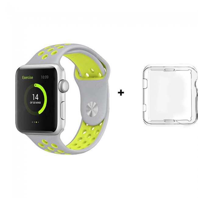 Margoun Nike Design Sports Silicone Apple Watch Band with a Protective TPU Case in 9 Colors – 38/40/42/44mm