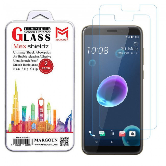 HTC Desire 12 Plus Tempered Glass 2 Pack Max Shieldz Margoun - Clear
