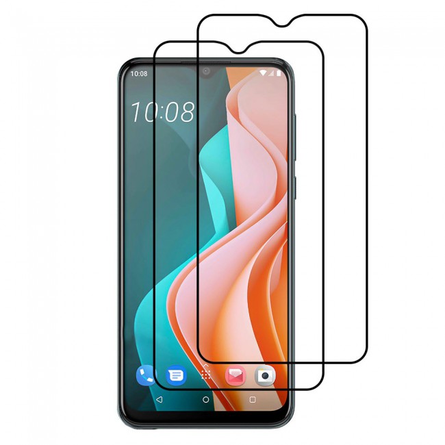 HTC Desire 19s Tempered Glass 3D 2 Pack Super Shieldz Margoun- Black Frame