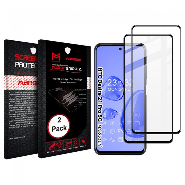 HTC Desire 21 Pro 5G Tempered Glass 3D 2Pack Super Shieldz by Margoun - Side Black