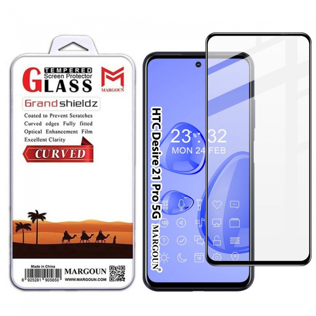 HTC Desire 21 Pro 5G Tempered Glass 3D Grand Shieldz by Margoun - Side Black