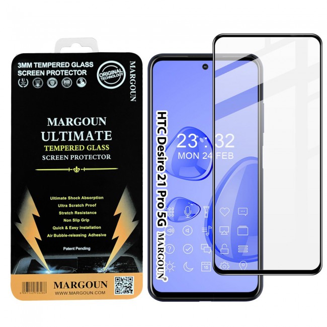 HTC Desire 21 Pro 5G Tempered Glass 3D Ultimate by Margoun - Side Black
