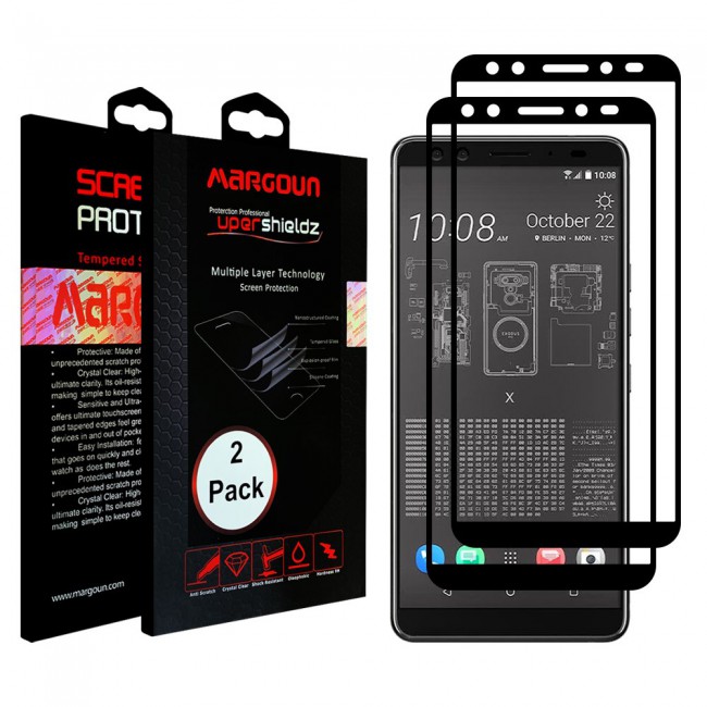 HTC Exodus 1 Tempered Glass 3D 2 Pack Super Shieldz Margoun- Black Frame