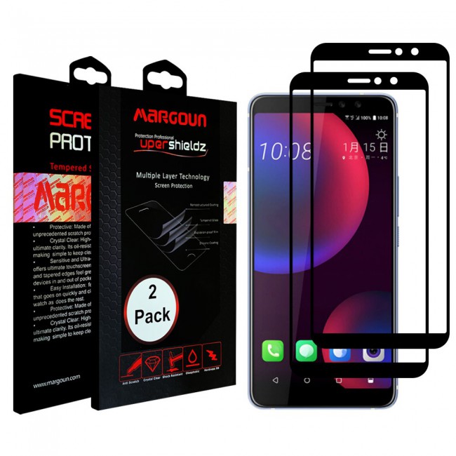 HTC U11 Eyes Tempered Glass 3D 2 Pack Super Shieldz Margoun- Black Frame