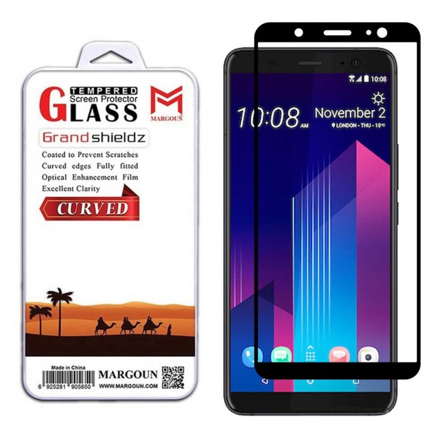 HTC U11 PLUS Tempered Glass 3D Grand Shieldz Margoun - Black Frame