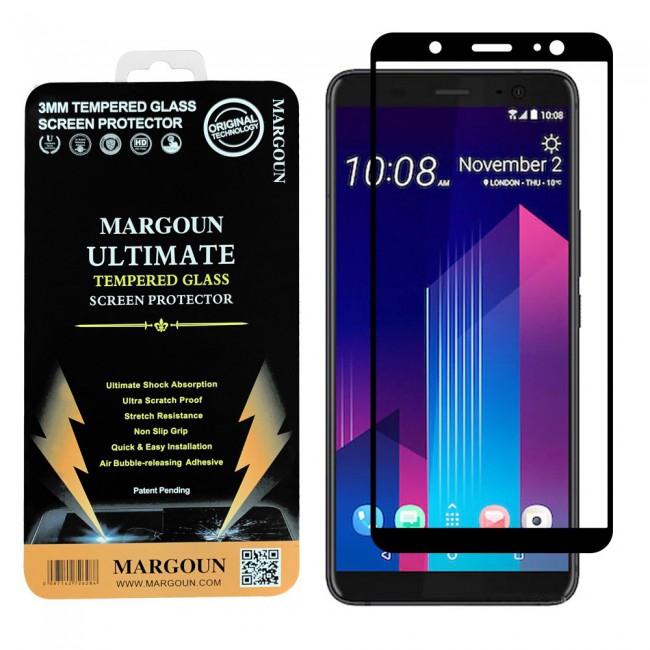 HTC U11 PLUS Tempered Glass 3D Ultimate Margoun - Black Frame
