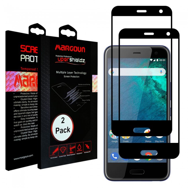 HTC U11 Life Tempered Glass 3D 2 Pack Super Shieldz Margoun- Black Frame