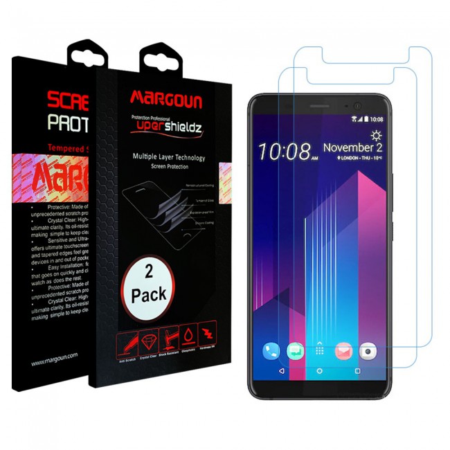 HTC U11 Plus Glass 2 Pack Super Shieldz Margoun - Clear