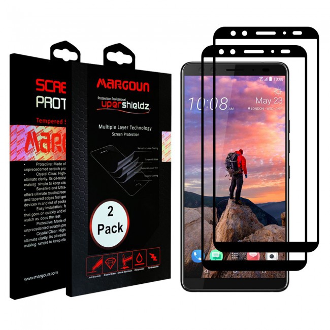 HTC U12 PLUS Tempered Glass 3D 2 Pack Super Shieldz Margoun- Black Frame