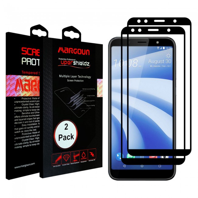 HTC U12 Life Tempered Glass 3D 2 Pack Super Shieldz Margoun- Black Frame
