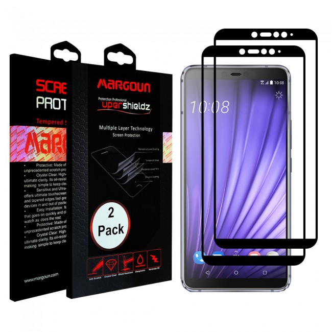 HTC U19e Tempered Glass 3D 2 Pack Super Shieldz Margoun- Black Frame