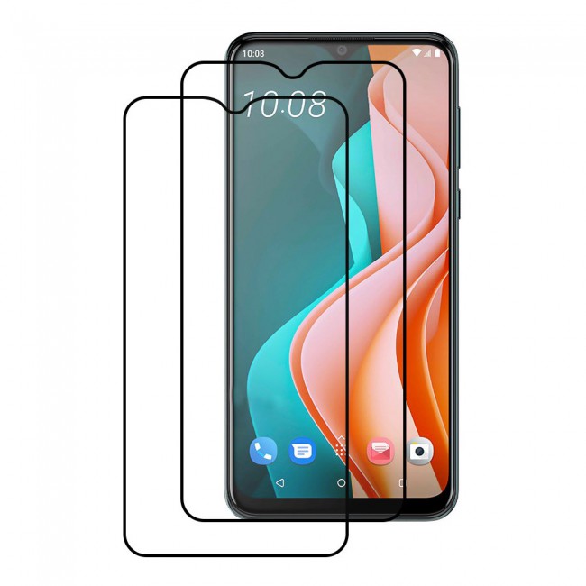 HTC Wildfire R70 Tempered Glass 3D 2 Pack Super Shieldz Margoun- Black Frame