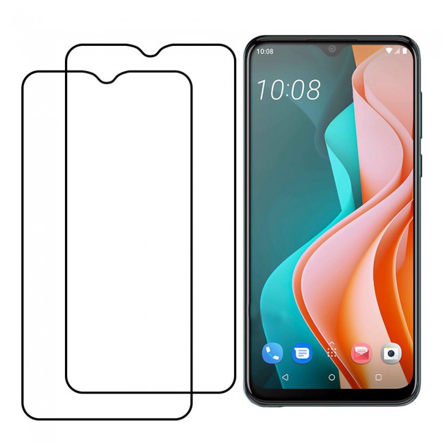HTC Wildfire R70 Tempered Glass 3D 2 Pack Super Shieldz Margoun- Black Frame