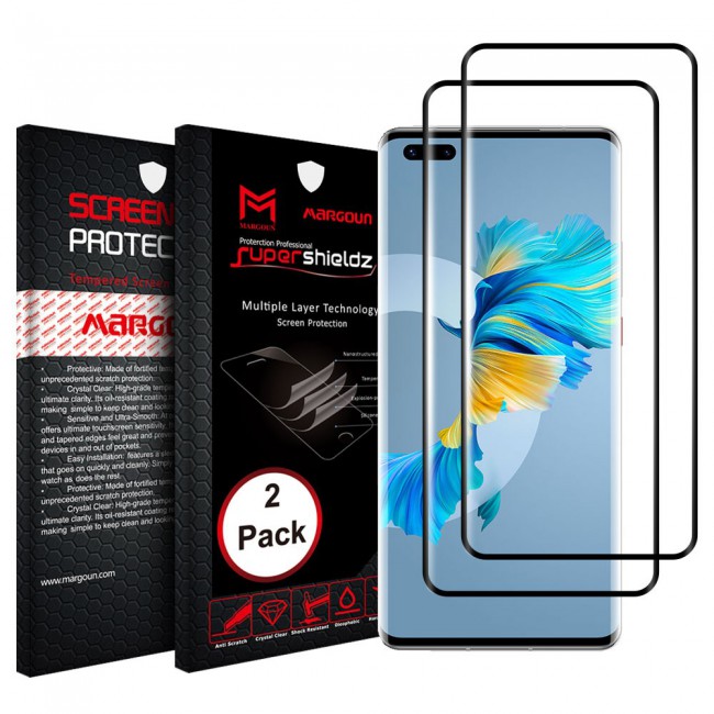 Huawei Mate 40 Pro Plus 2-Pack Glass 3D Screen Protector Super Shieldz by Margoun - Black Edge